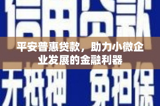 五原平安普惠贷款，助力小微企业发展的金融利器