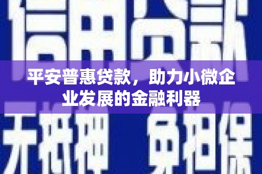 五原平安普惠贷款，助力小微企业发展的金融利器